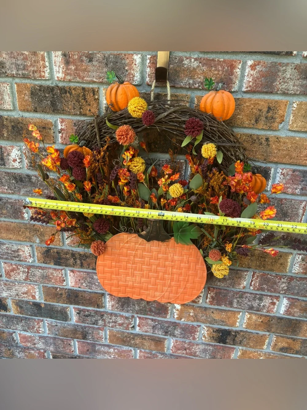 🎃 Pumpkin Flower Grapevine Wreath